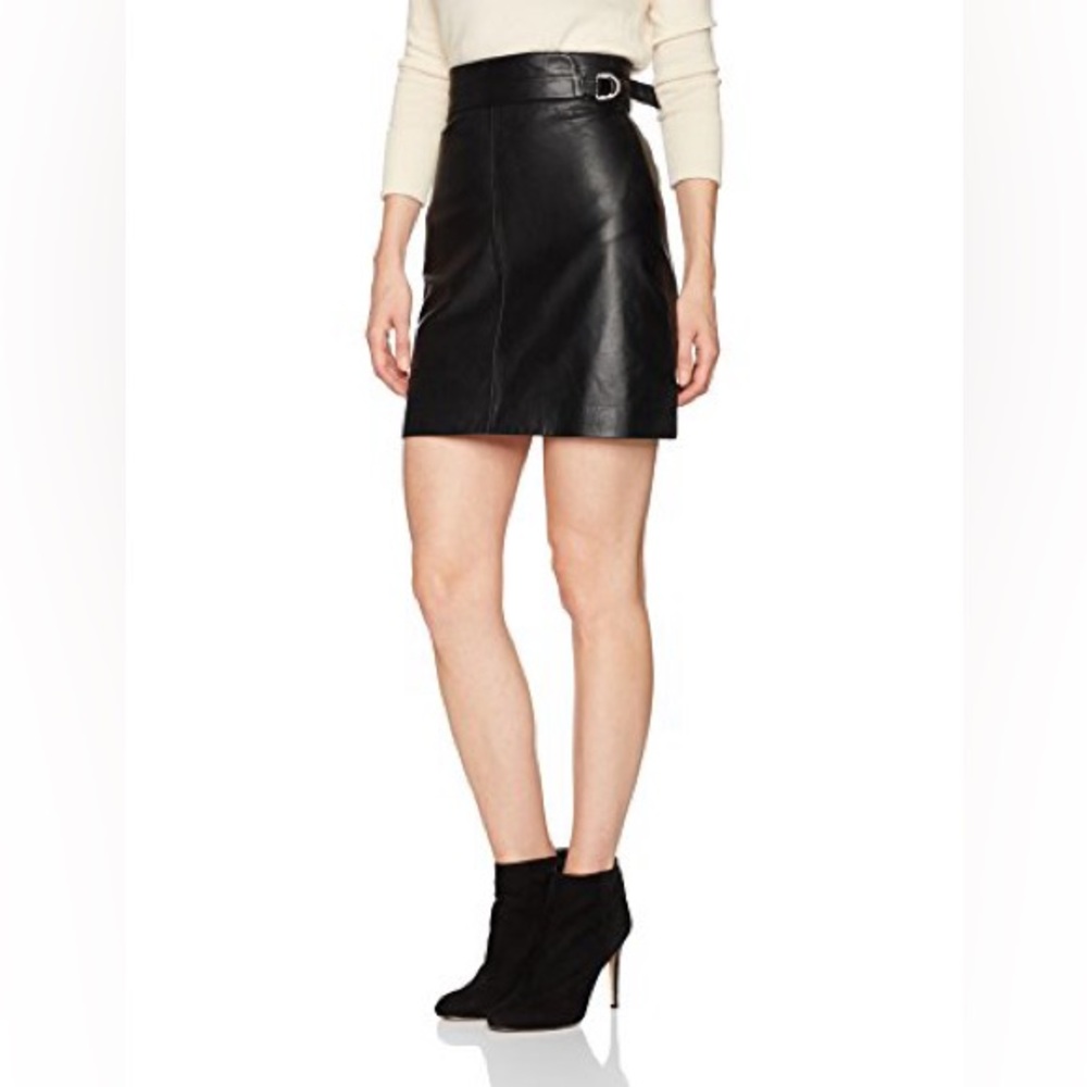 French Connection Goldenburg 100% Leather Mini Skirt